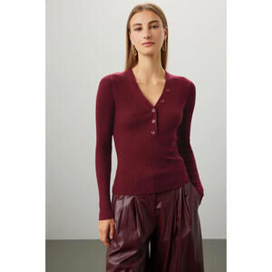 Henley Sweater  Derek Lam size M Burgundy $295 msrp